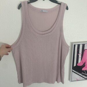 Zara Loose Top Tank Top Blush Size Large Gently Used Flowy